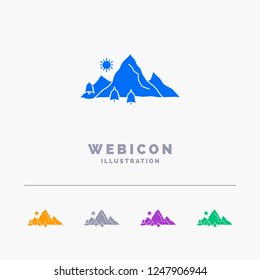 mountain, landscape, hill, nature, tree 5 Color Glyph Web Icon Template isolated on white. Vector illustration