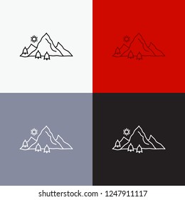 mountain, landscape, hill, nature, tree Icon Over Various Background. Line style design, designed for web and app. Eps 10 vector illustration