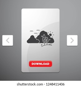 mountain, landscape, hill, nature, tree Glyph Icon in Carousal Pagination Slider Design & Red Download Button
