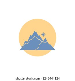 mountain, landscape, hill, nature, tree Glyph Icon.