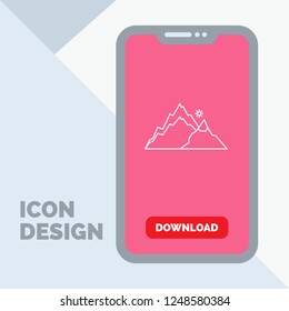 mountain, landscape, hill, nature, tree Line Icon in Mobile for Download Page