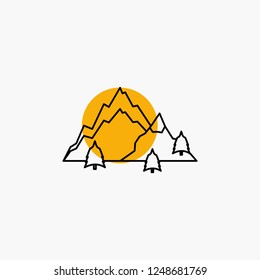 mountain, landscape, hill, nature, tree Line Icon