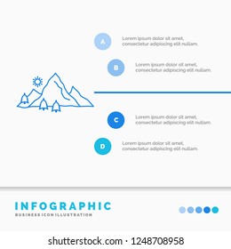 mountain, landscape, hill, nature, tree Infographics Template for Website and Presentation. Line Blue icon infographic style vector illustration