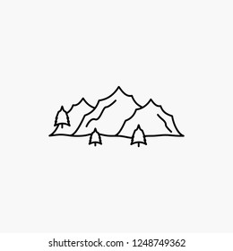 mountain, landscape, hill, nature, tree Line Icon. Vector isolated illustration