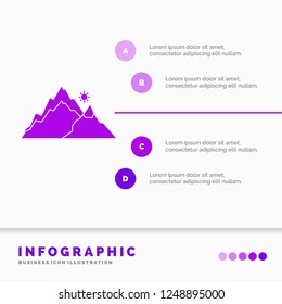 mountain, landscape, hill, nature, tree Infographics Template for Website and Presentation. GLyph Purple icon infographic style vector illustration.