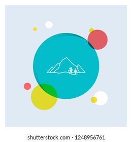mountain, landscape, hill, nature, tree White Line Icon colorful Circle Background