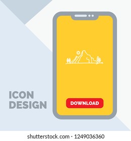 mountain, landscape, hill, nature, tree Line Icon in Mobile for Download Page