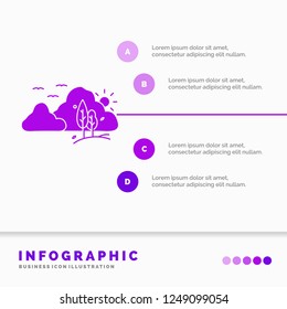 mountain, landscape, hill, nature, tree Infographics Template for Website and Presentation. GLyph Purple icon infographic style vector illustration.