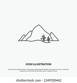 mountain, landscape, hill, nature, tree Icon. Line vector gray symbol for UI and UX, website or mobile application
