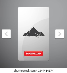 mountain, landscape, hill, nature, tree Glyph Icon in Carousal Pagination Slider Design & Red Download Button