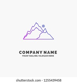 mountain, landscape, hill, nature, tree Purple Business Logo Template. Place for Tagline