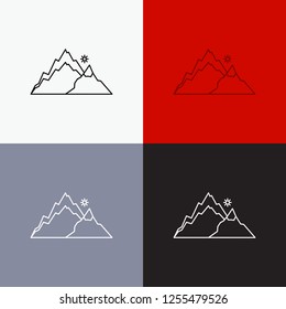 mountain, landscape, hill, nature, tree Icon Over Various Background. Line style design, designed for web and app. Eps 10 vector illustration