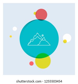 mountain, landscape, hill, nature, tree White Line Icon colorful Circle Background
