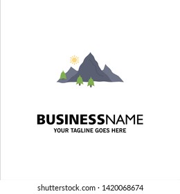 mountain, landscape, hill, nature, tree Flat Color Icon Vector