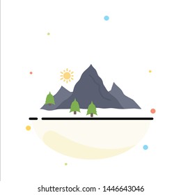mountain, landscape, hill, nature, tree Flat Color Icon Vector
