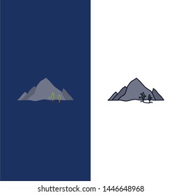 mountain, landscape, hill, nature, tree Flat Color Icon Vector