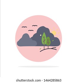 mountain, landscape, hill, nature, tree Flat Color Icon Vector. Vector Icon Template background