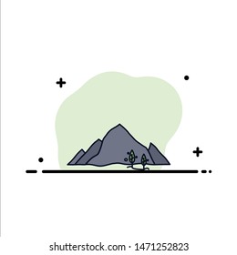 mountain, landscape, hill, nature, tree Flat Color Icon Vector. Vector Icon Template background