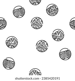 mountain landscape hill nature vector seamless pattern thin line illustration