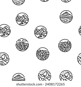 mountain landscape hill nature vector seamless pattern thin line illustration