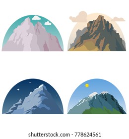 Mountain landscape hill peak. Cartoon mountain side vector landscapes. Flat design, vector illustration, vector.