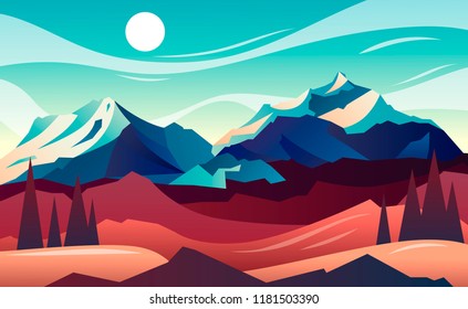 Mountain landscape. horizontal vector illustration
