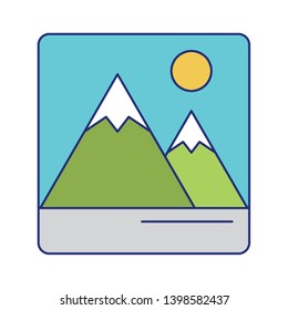mountain landscape icon blue lines