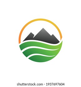 mountain landscape icon. landscaping logo design