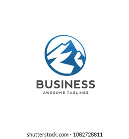 Mountain landscape icon Logo Business Template Vector, mountain in circle line logo