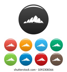 Mountain landscape icon. Simple illustration of mountain landscape vector icons set color isolated on white