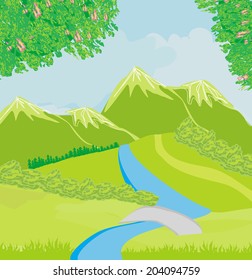 mountain landscape, illustration