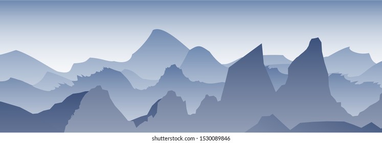Mountain landscape illustration. Mountains peaks background. Graphic concept for your design.