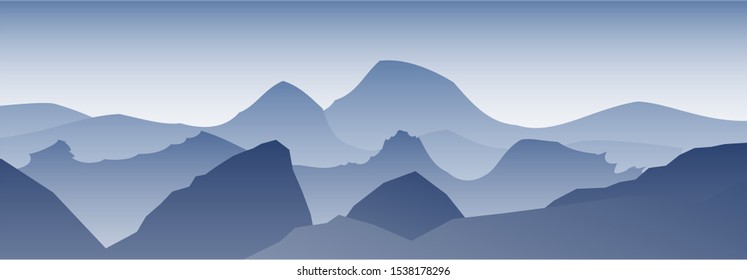 Mountain landscape illustration. Mountains peaks background. Graphic concept for your design.