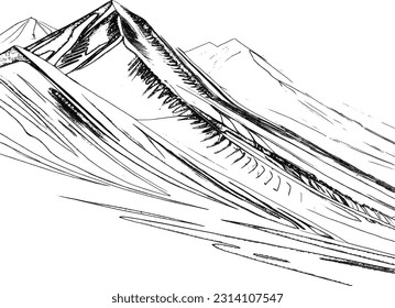 Mountain landscape illustration on a white background