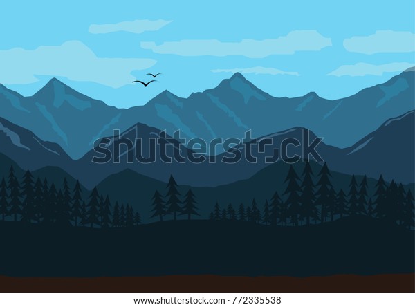 山の風景イラスト 山の朝のベクター画像eps10イラスト のベクター画像素材 ロイヤリティフリー