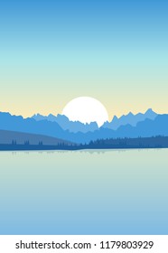 Mountain landscape with lake in the foreground