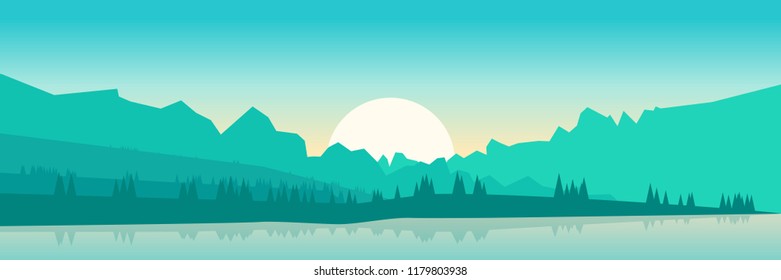 Mountain landscape with lake in the foreground