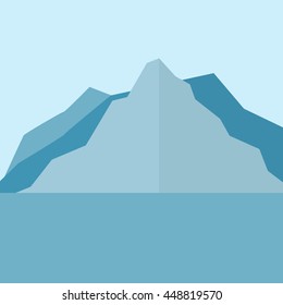 mountain landscape and lake, vector illustration