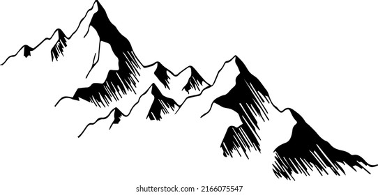 Mountain Landscape Line Art Minimal Outline Stock Vector (Royalty Free ...
