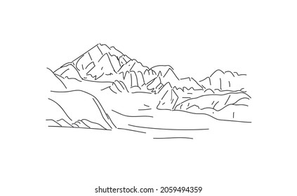 ilustración vectorial de la línea panorámica de montaña