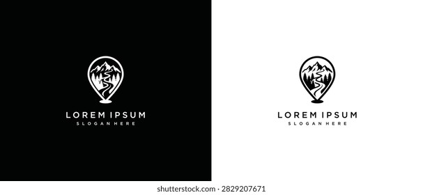 Mountain Landscape Location Pin Logo