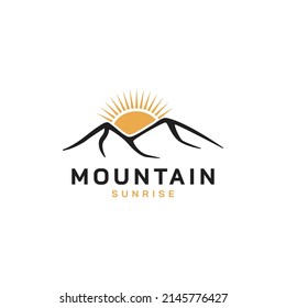 Mountain landscape logo design with minimalist style vector illustration