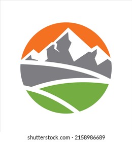 Ilustraciones de vectores de plantillas de diseño de logotipos de paisajes de montaña