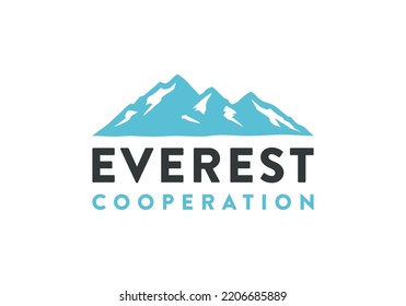 Plantilla de diseño del logotipo del paisaje de montaña, silueta de pico de la montaña de hielo rocoso para aventura de viajes al aire libre