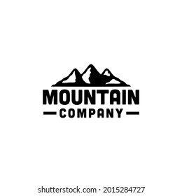 Mountain Landscape Logo Design Vector, Rocky Ice Top Mountain Peak Silhouette