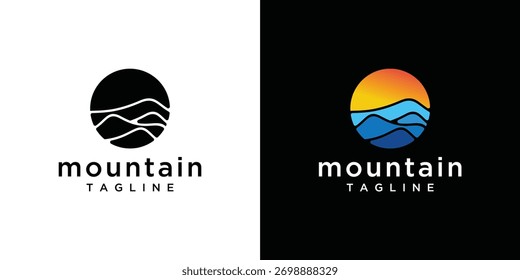 Mountain landscape logo design. Vector illustration concept of mountain icon design.