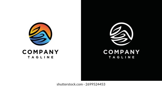 Diseño de logotipo de paisaje de montaña. Concepto de Ilustración vectorial del diseño del icono de la montaña.
