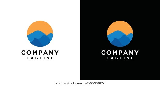  Logo-Design für Berglandschaft. Vektorgrafik-Konzept des Gebirgssymboldesigns.