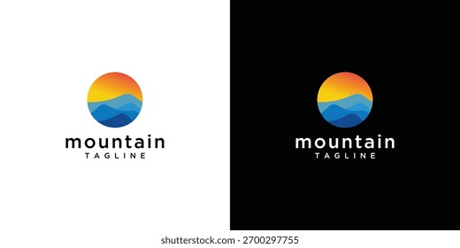Projeto do logotipo da paisagem de montanha. Conceito de ilustração vetorial de design de ícone de montanha.
