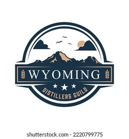 Mountain landscape logo with emblem style